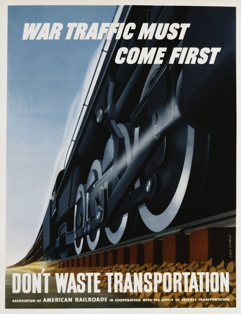 Detail of War Traffic Must Come First. Don't Waste Transportation Poster by Fred Chance