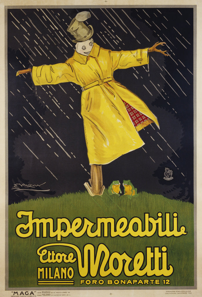 Detail of Impermeabili Ettore Moretti Advertising Poster by Luciano Achille Mauzin