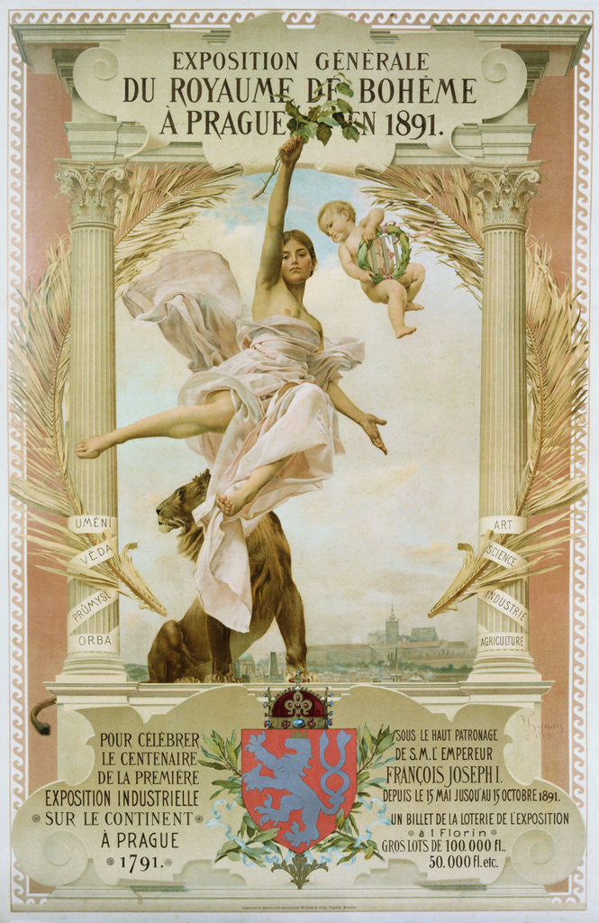 Detail of Exposition Generale du Royaume di Boheme a Prague en 1891 Poster by Vojtech Hynais