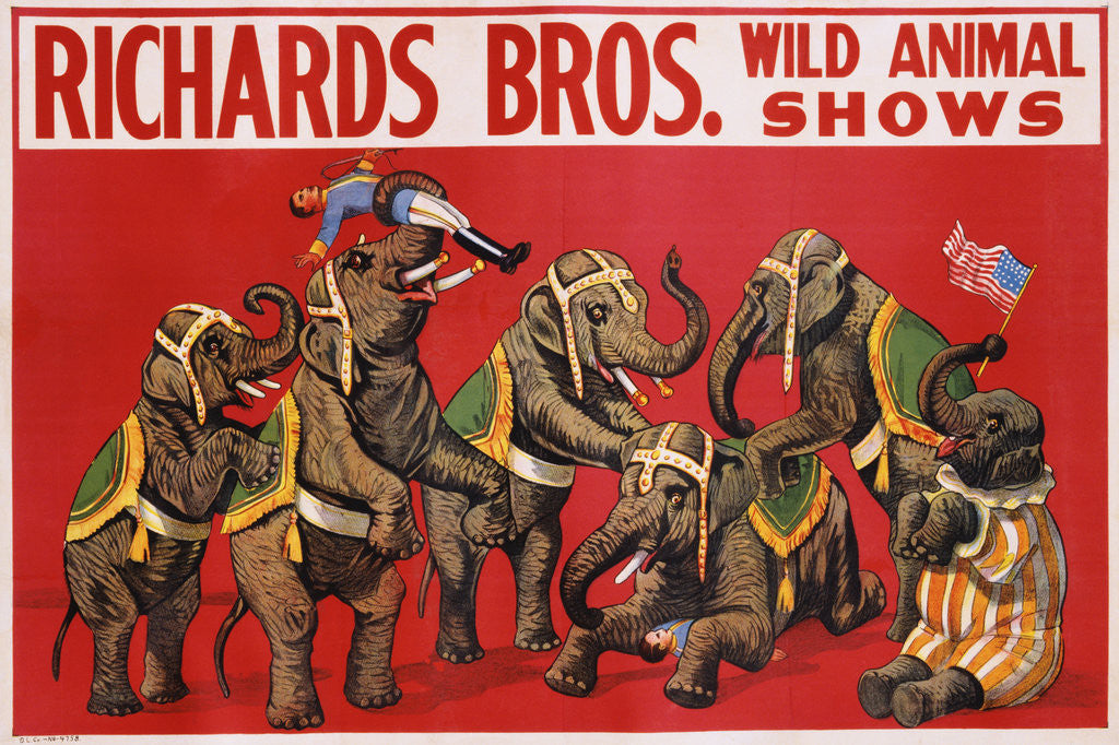 Detail of Richards Bros. Wild Animal Shows Poster by Anonymous