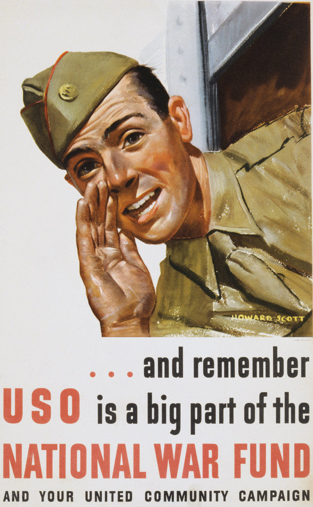 Detail of And Remember USO Is a Big Part of the National War Fund Poster by Howard Scott