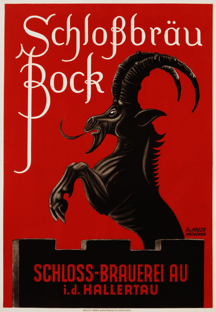 Detail of Schlossbrau Bock Beer Advertisement Poster by O.V. Kress