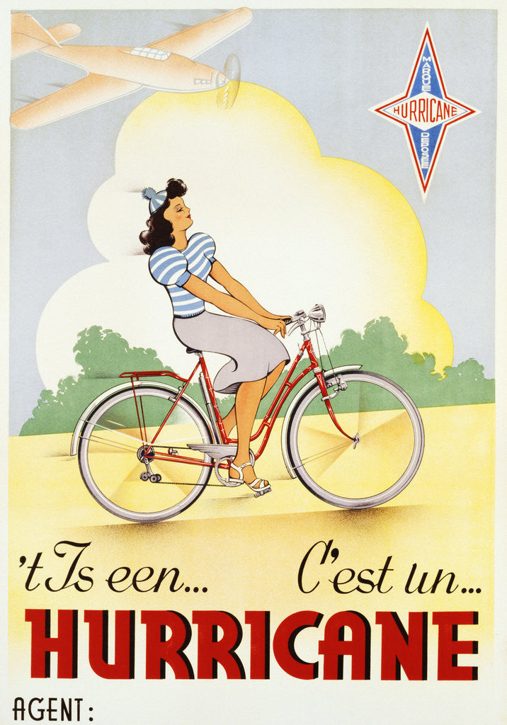 Detail of Hurricane Bicycle Advertisement Poster by Anonymous