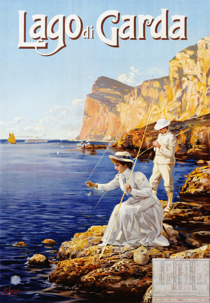 Detail of Lago di Garda Travel Advertisement Poster by Elio Aimenel