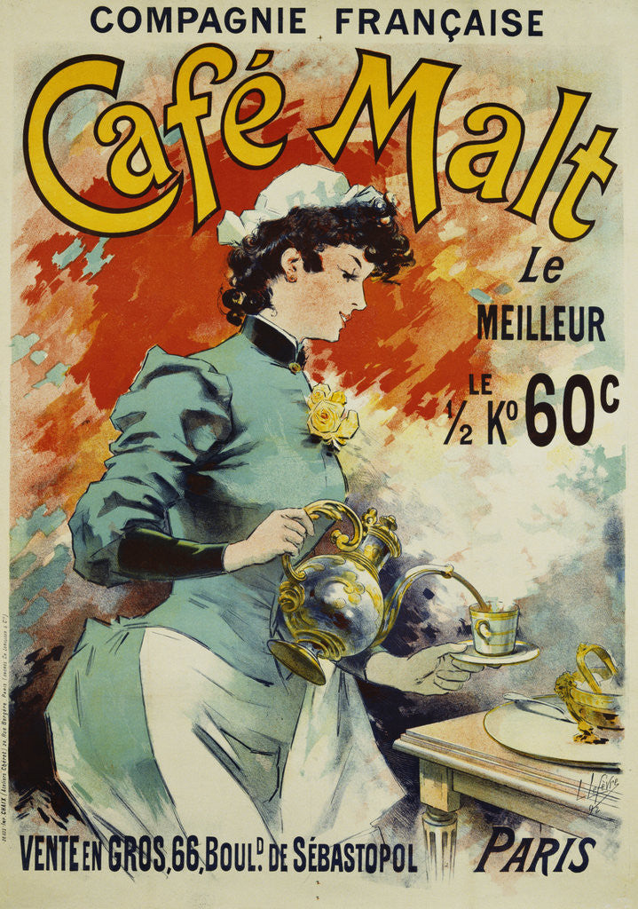 Detail of Cafe Malt Poster by Lucien Lefevre