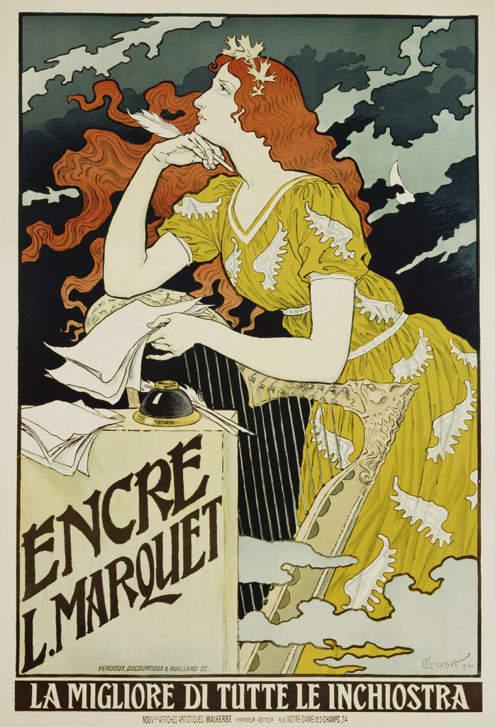 Detail of Encre L. Marquet Writing Products Poster by Eugene Grasset