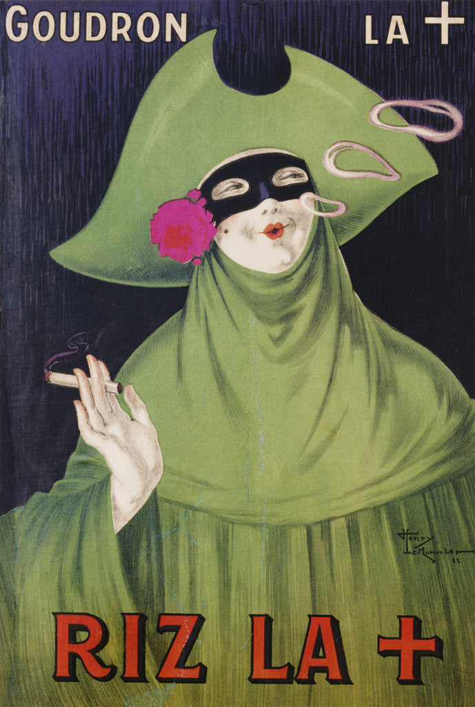 Detail of Riz La + Tobacco Paper Poster Advertisement by Henry Le Monnier