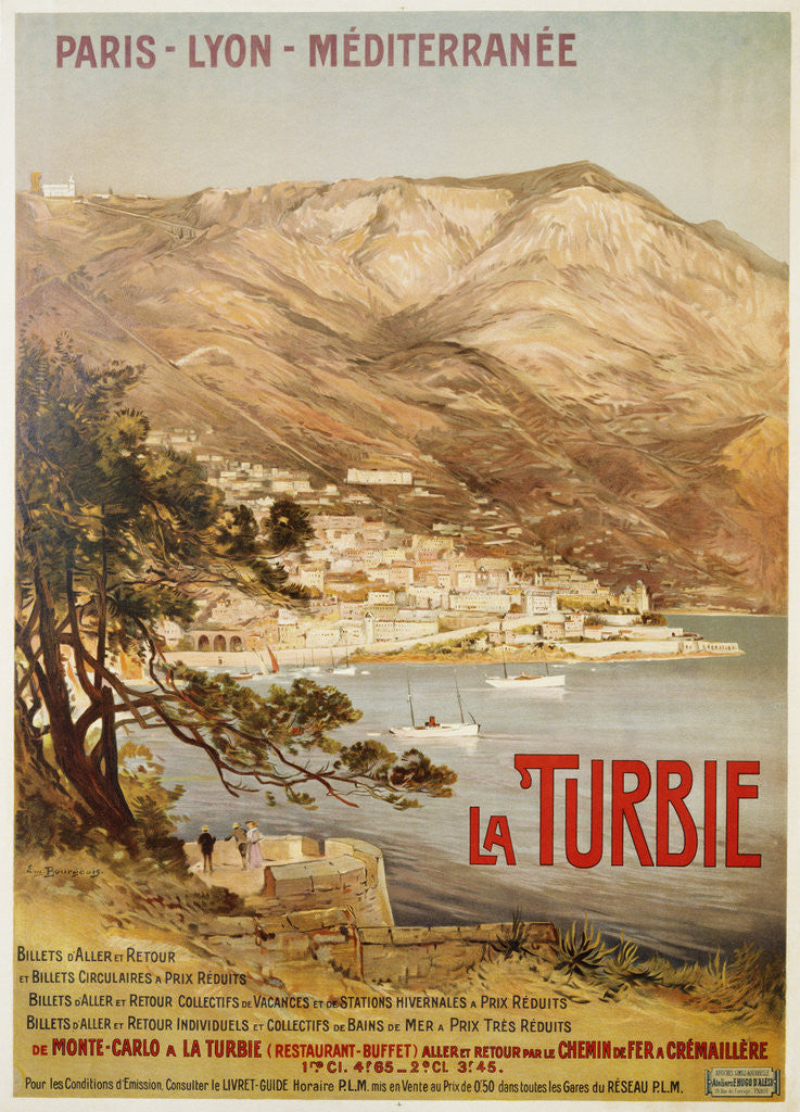 Detail of La Turbie Travel Poster by E. Bourgeois