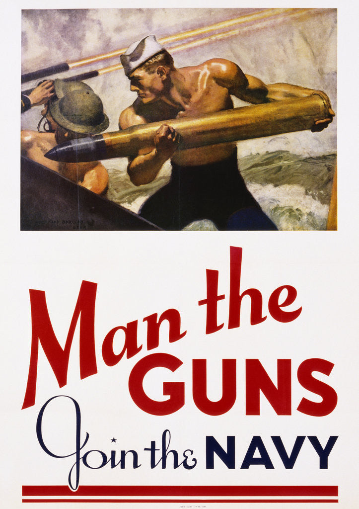 Detail of Man the Guns - Join the Navy Recruitment Poster by McClelland Barclay