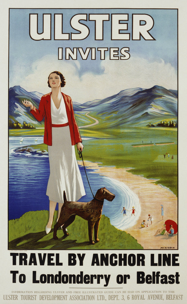 Detail of Ulster Invites Travel by Anchor Line Poster by Anonymous