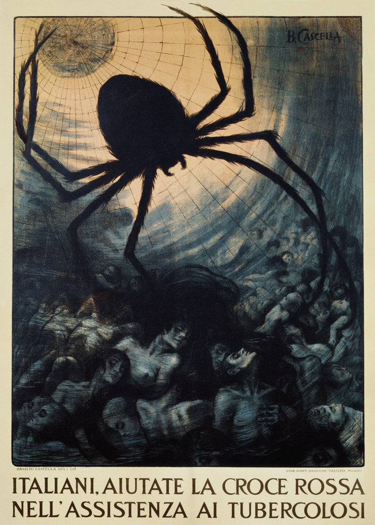 Detail of Italiani, Aiutate la Croce Rossa Nell'Assistenza ai Tubercolosi Poster by Basilio Cascella