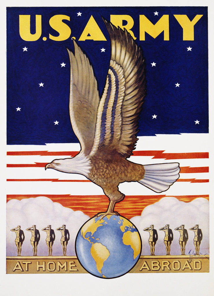 Detail of U.S. Army, at Home Abroad Recruitment Poster by Tom Woodburn