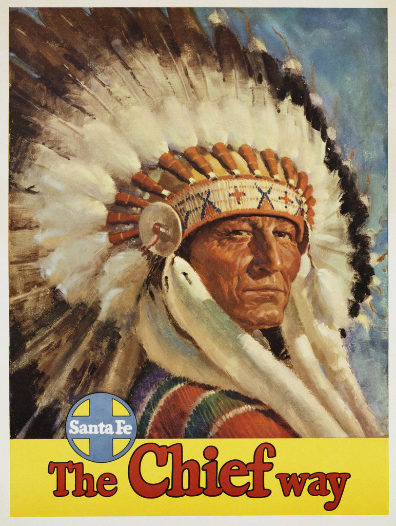 Detail of The Chief Way Santa Fe Railway Poster by Anonymous