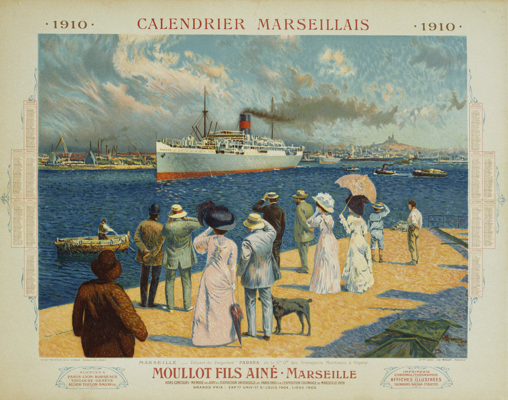Detail of Calendrier Marseillais Travel Poster by David Dellepiane