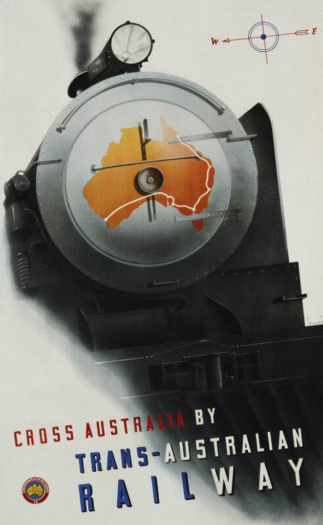 Detail of Trans-Australian Railway Poster by Gert Sellheim