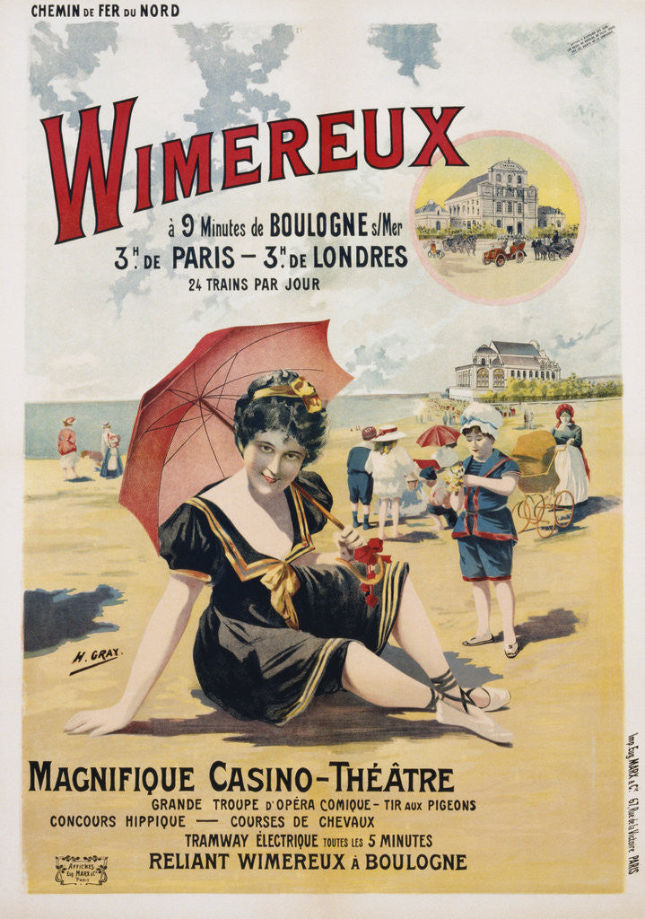 Detail of Wimereux Travel Poster by Henri Gray