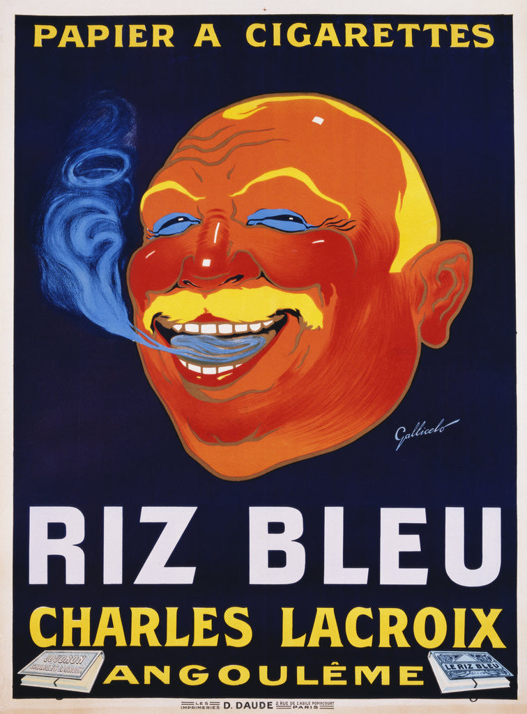Detail of Riz Bleu - Charles Lacroix Cigarette Paper Advertisement Poster by Galicello