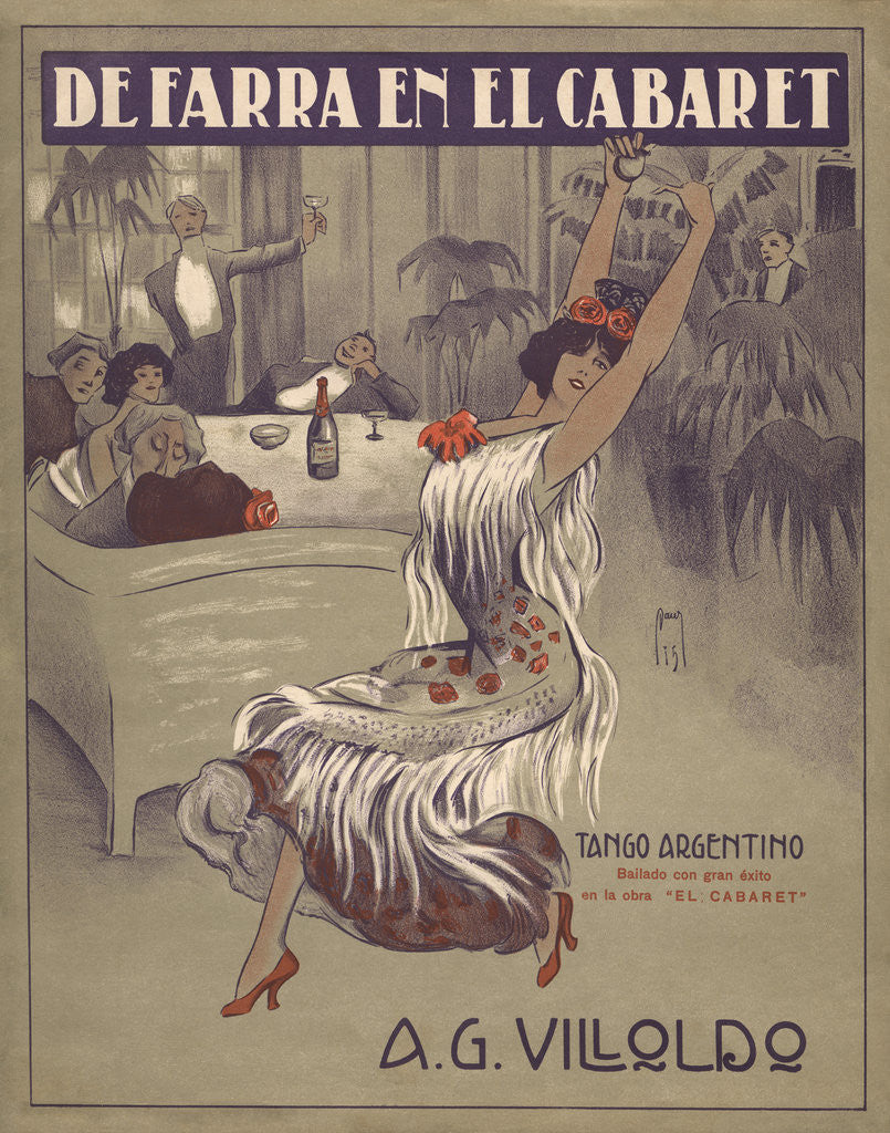 Detail of De Farra en el Cabaret Tango Sheet Music Cover by Anonymous