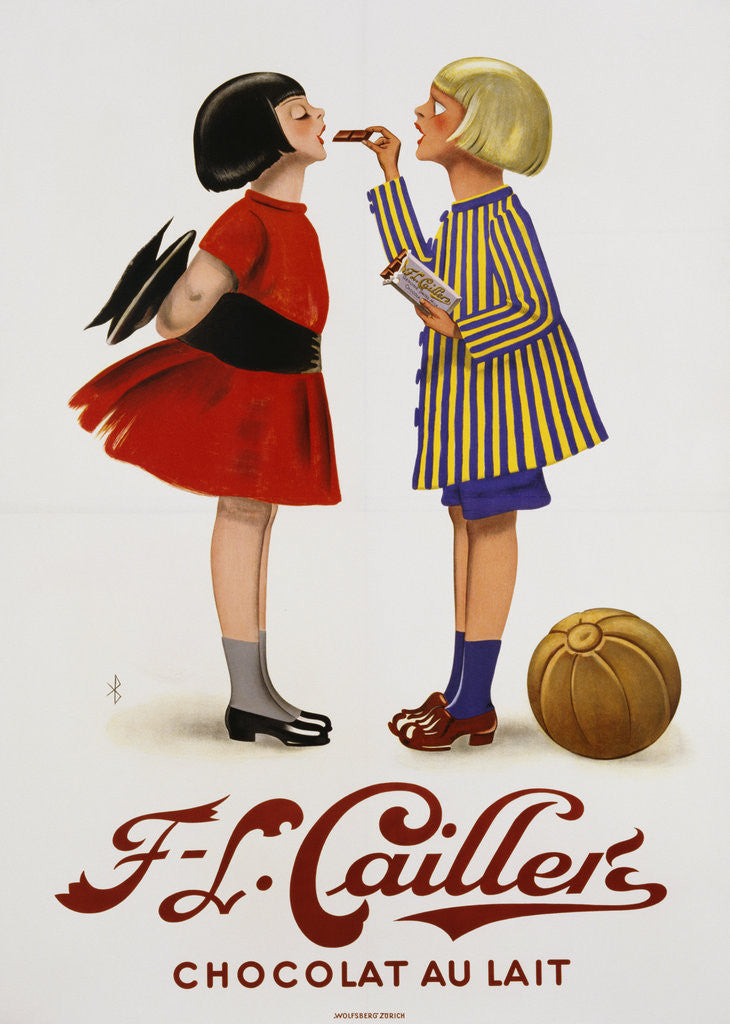 Detail of F-L Cailler's Chocolat au Lait Chocolate Advertisement Poster by Anonymous