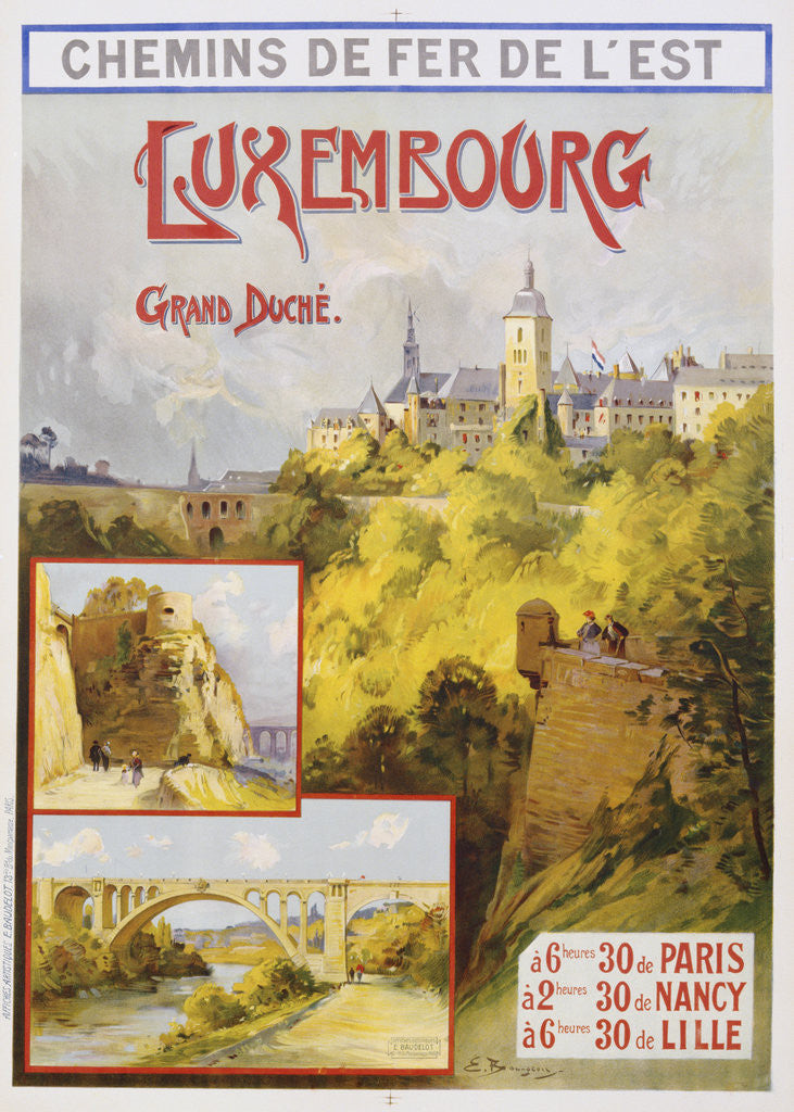 Detail of Luxembourg Travel Poster by E. Bourgeois