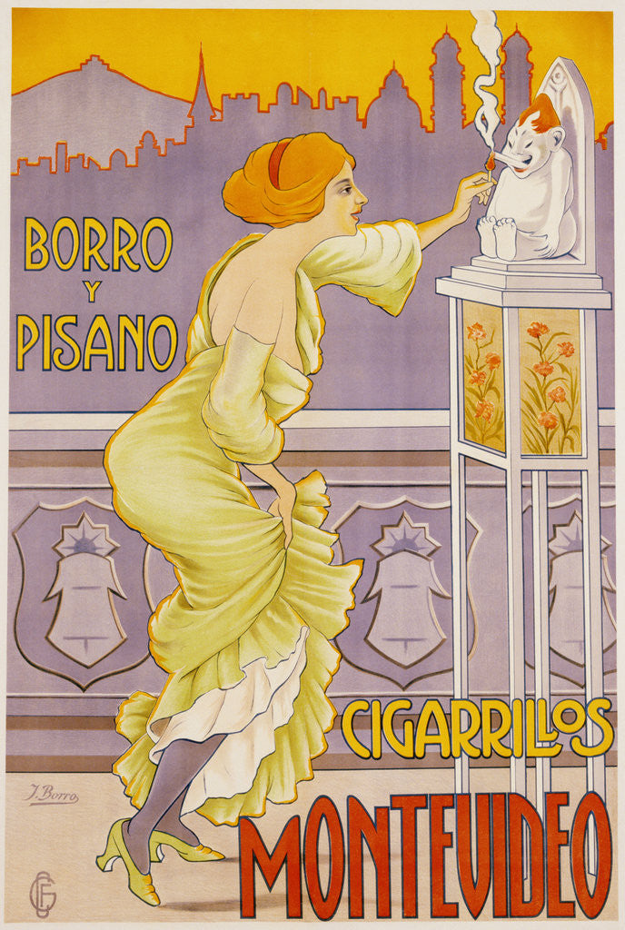 Detail of Montevideo Cigarrillos Poster by J. Borro