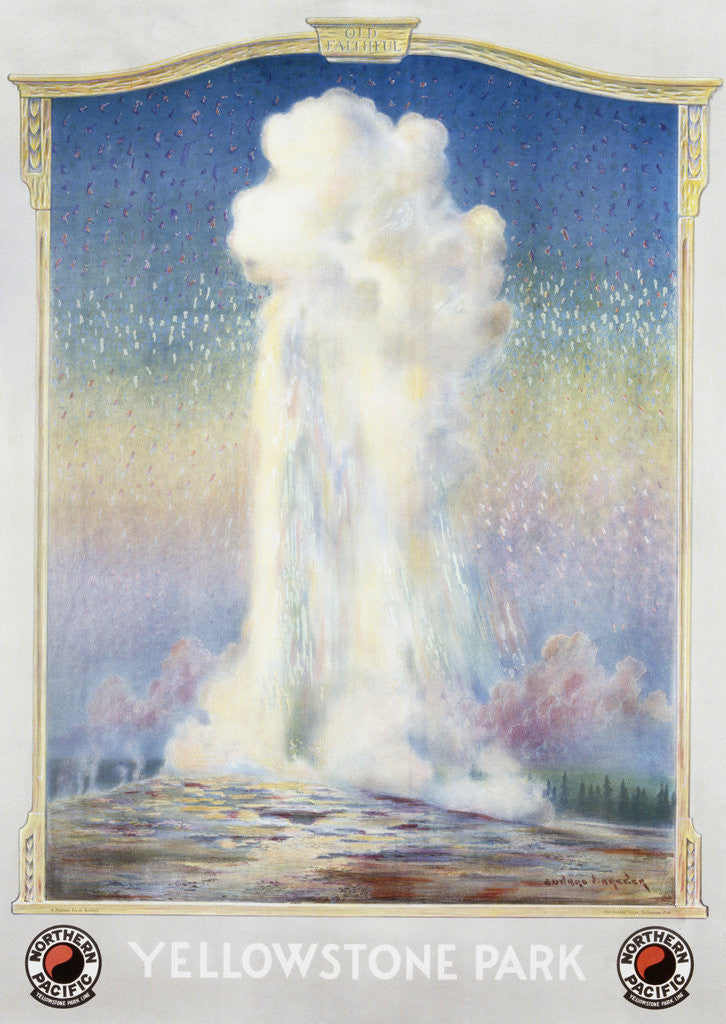 Detail of Old Faithful Geyser at Yellowstone Park Poster by Anonymous