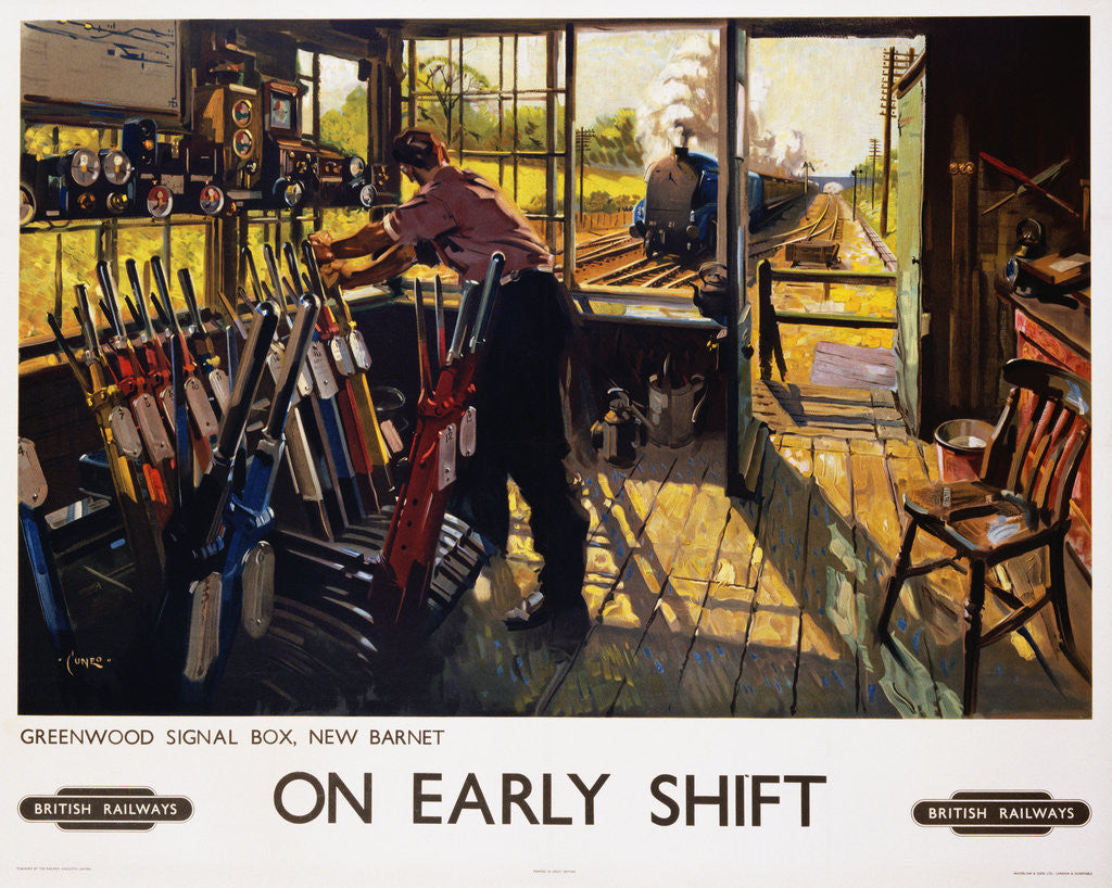 Detail of On Early Shift Railroad Advertisement Poster by Terence Tenison Cuneo