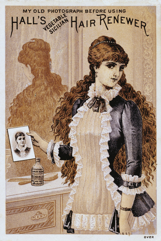 Detail of Hall's Hair Renewer Trade Card by Anonymous