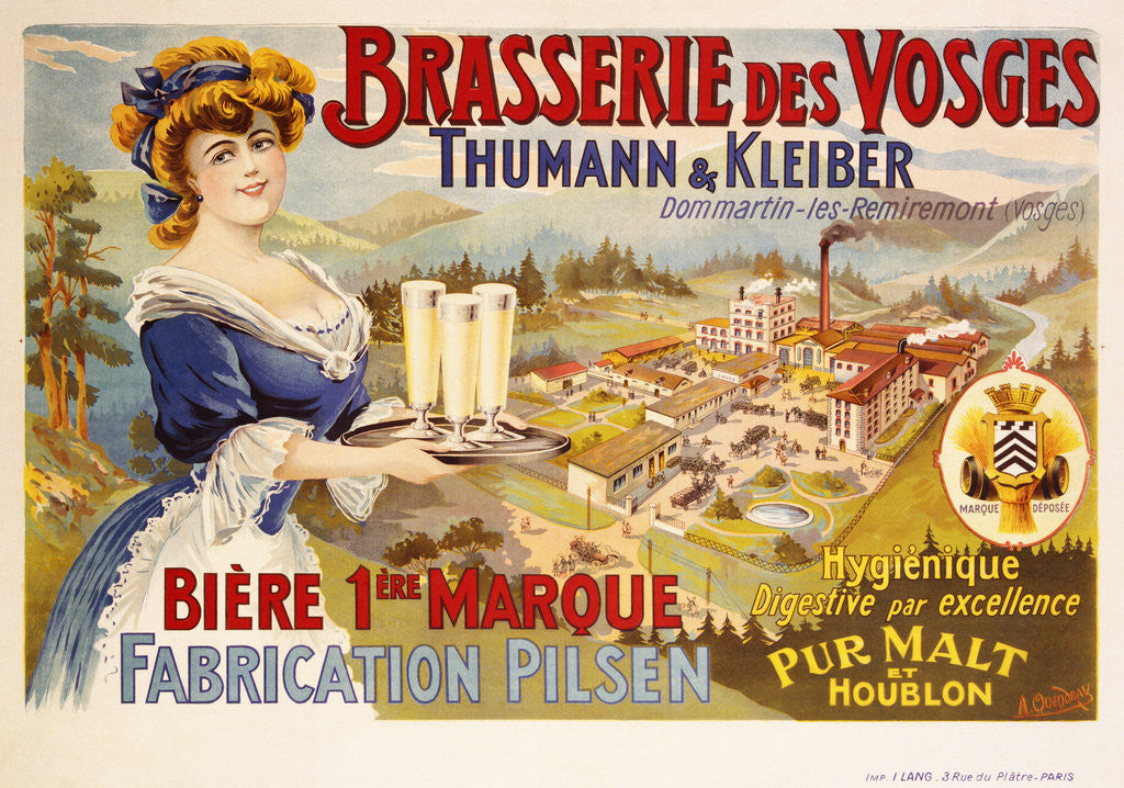 Detail of Brasserie des Vosges Poster by A. Quendray