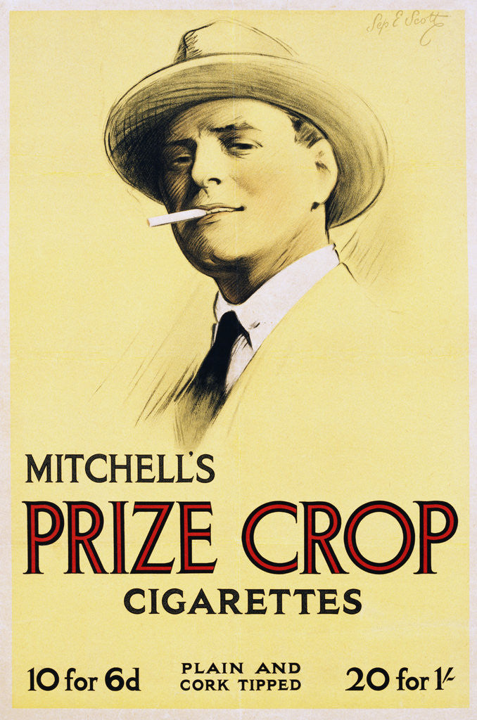 Detail of Mitchell's Prize Crop Cigarettes Poster by Septimus E. Scott