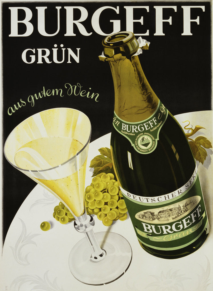Detail of Burgeff Grun Champagne Advertisement Poster by Corbis