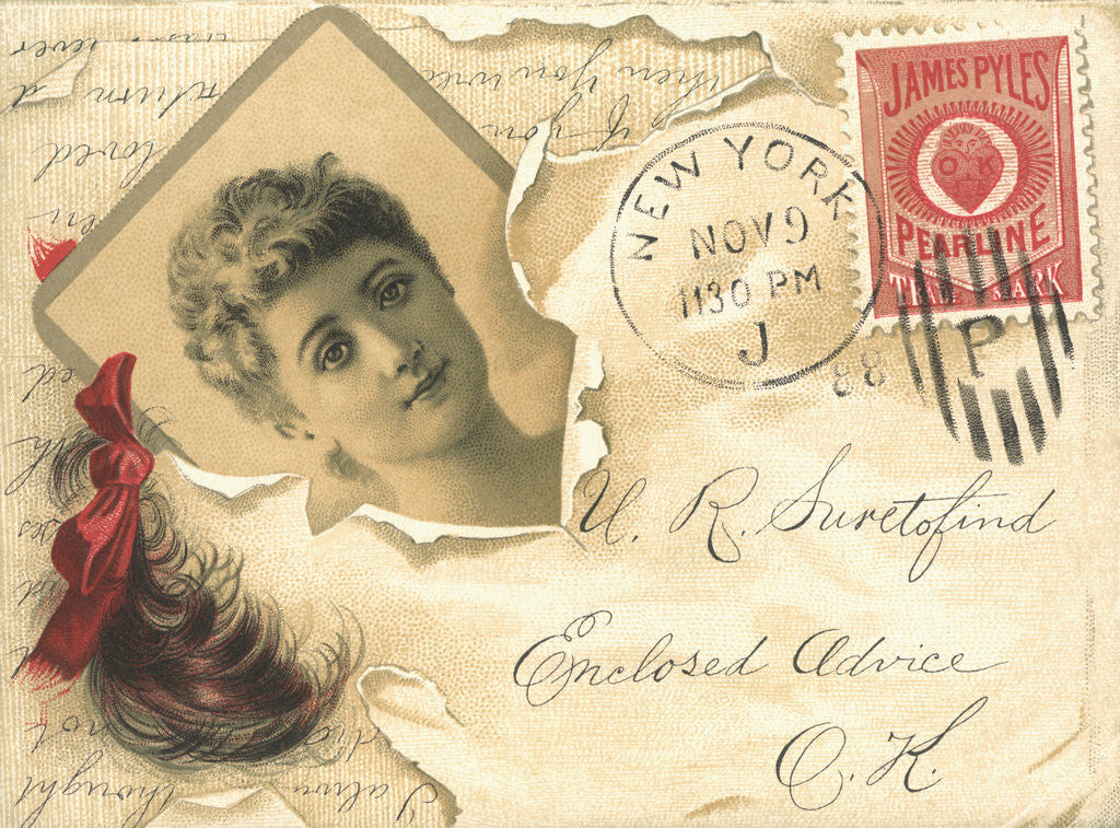 Detail of James Pyle's Pearline Trade Card with a Lock of Hair by Anonymous