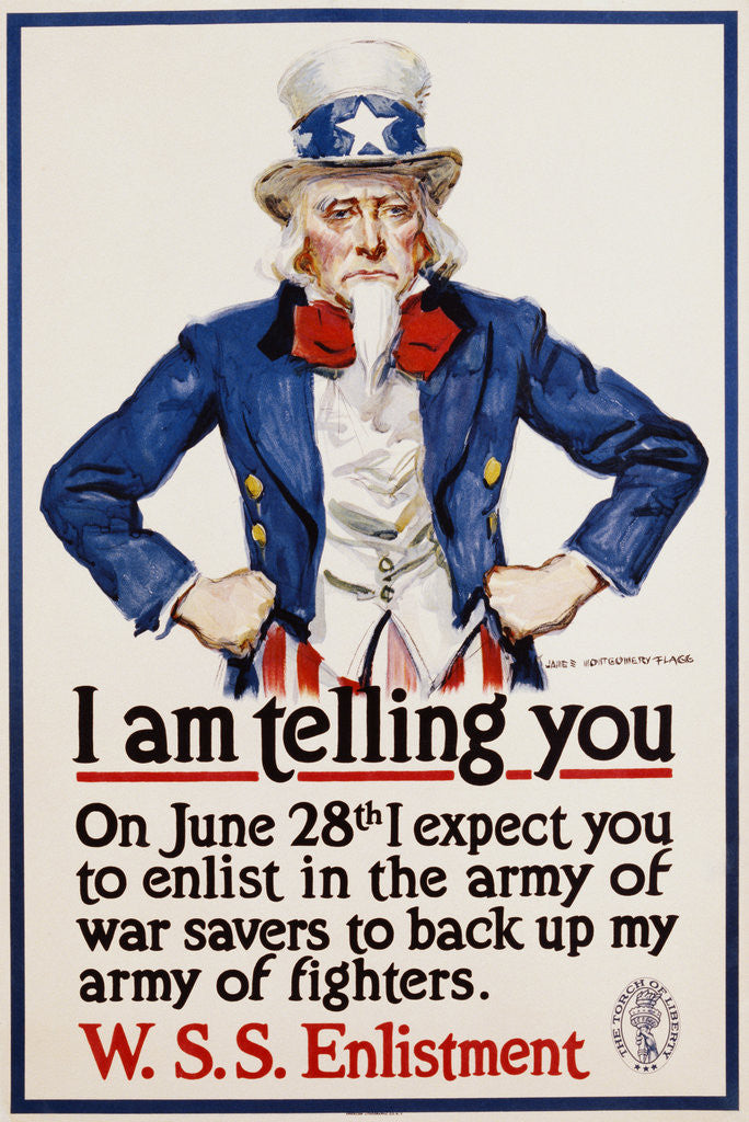 Detail of I Am Telling You Poster by James Montgomery Flagg