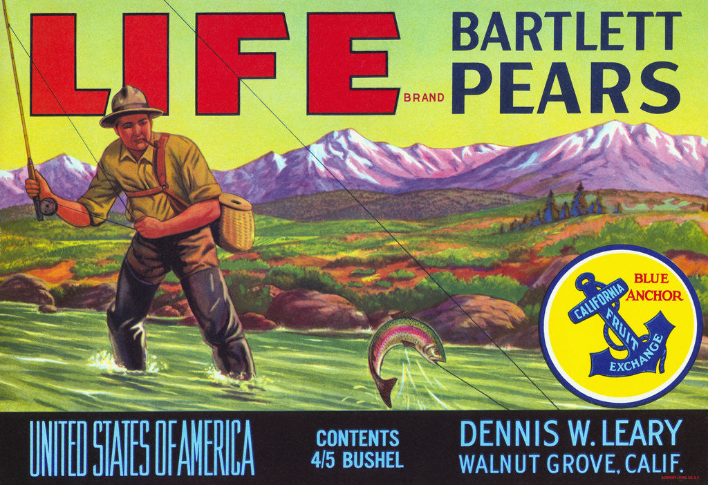 Detail of Life Brand Bartlett Pears Fruit Crate Label by Anonymous