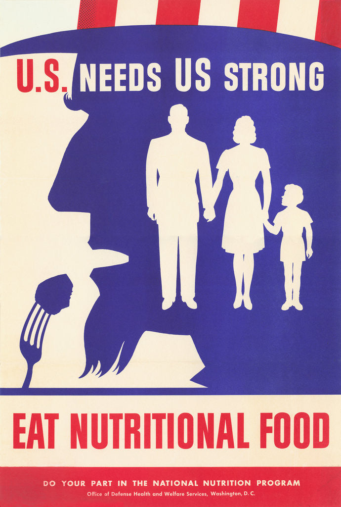 Detail of U.S. Needs Us Strong, Eat Nutritional Food Poster by Anonymous