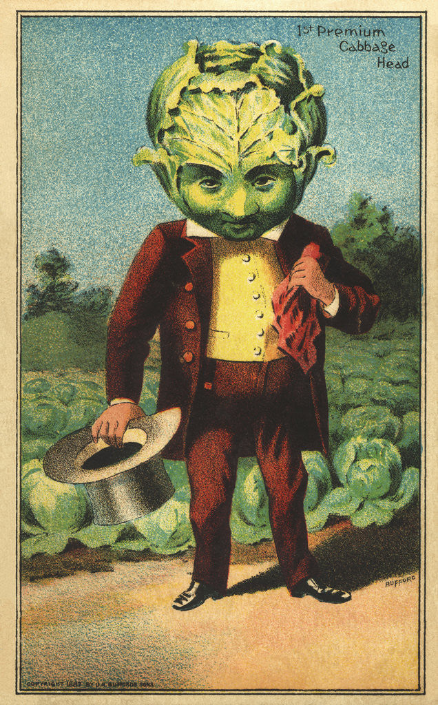 Detail of 1st Premium Cabbage Head Trade Card by Corbis