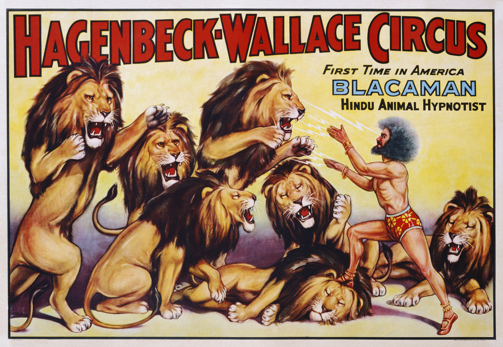 Detail of Hagenbeck-Wallace Circus Poster with Hindu Animal Hypnotist by Anonymous