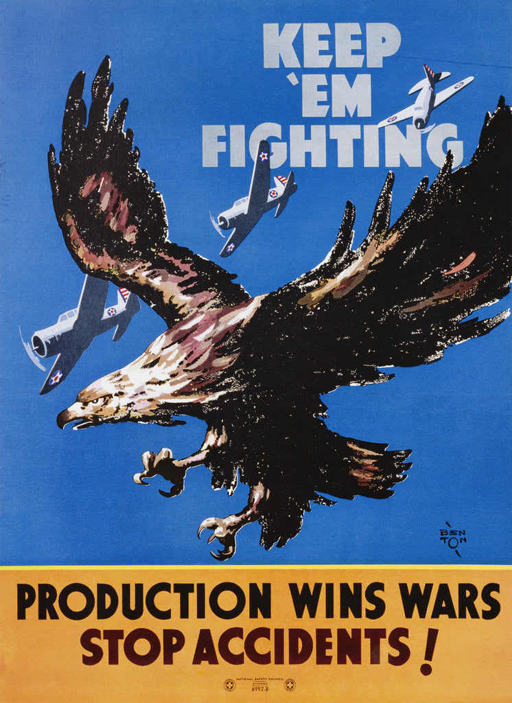 Detail of Keep 'Em Fighting Poster by Benton