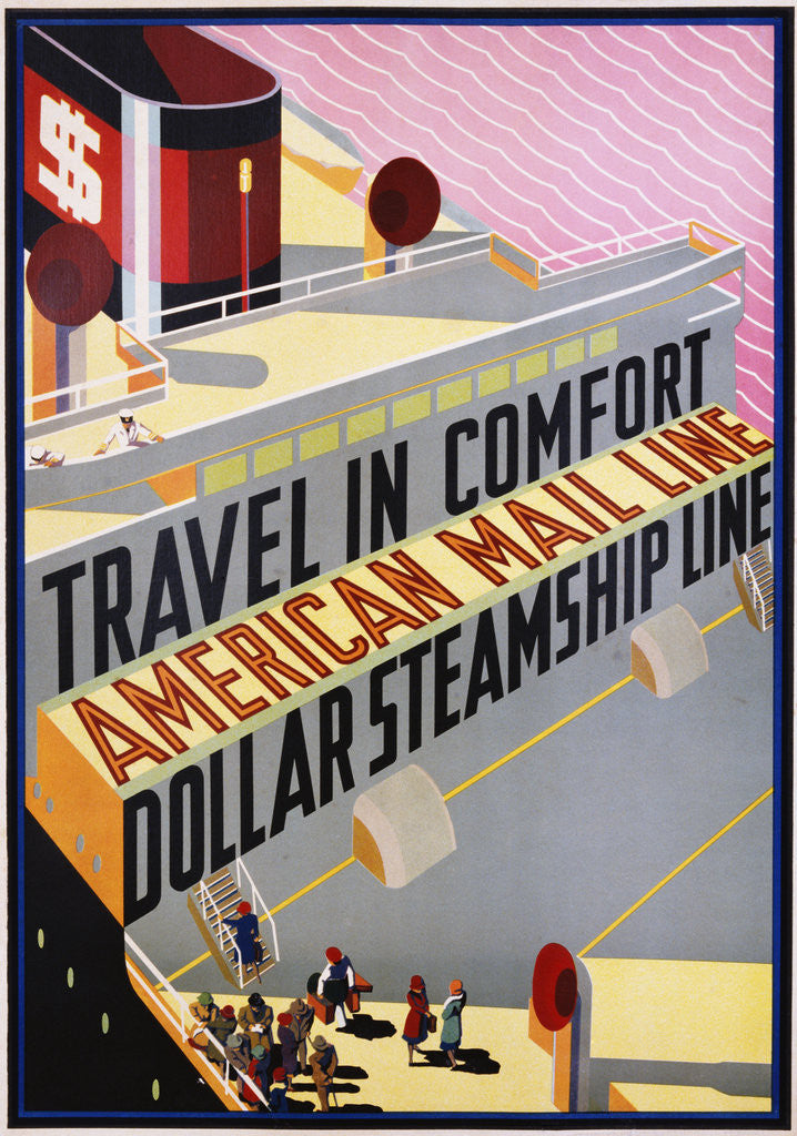 Detail of Travel in Comfort, American Mail Line Dollar Steamship Line Poster by Anonymous