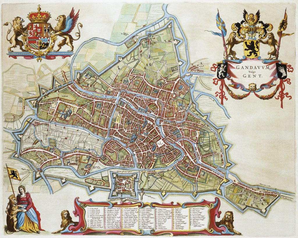 Detail of Gandavum Map of Ghent by Jan Blaeu