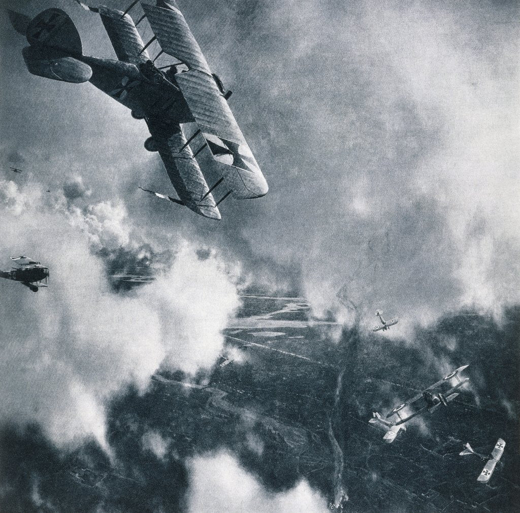 Detail of Aerial Combat on the Western Front, WWI Photogravure by Corbis