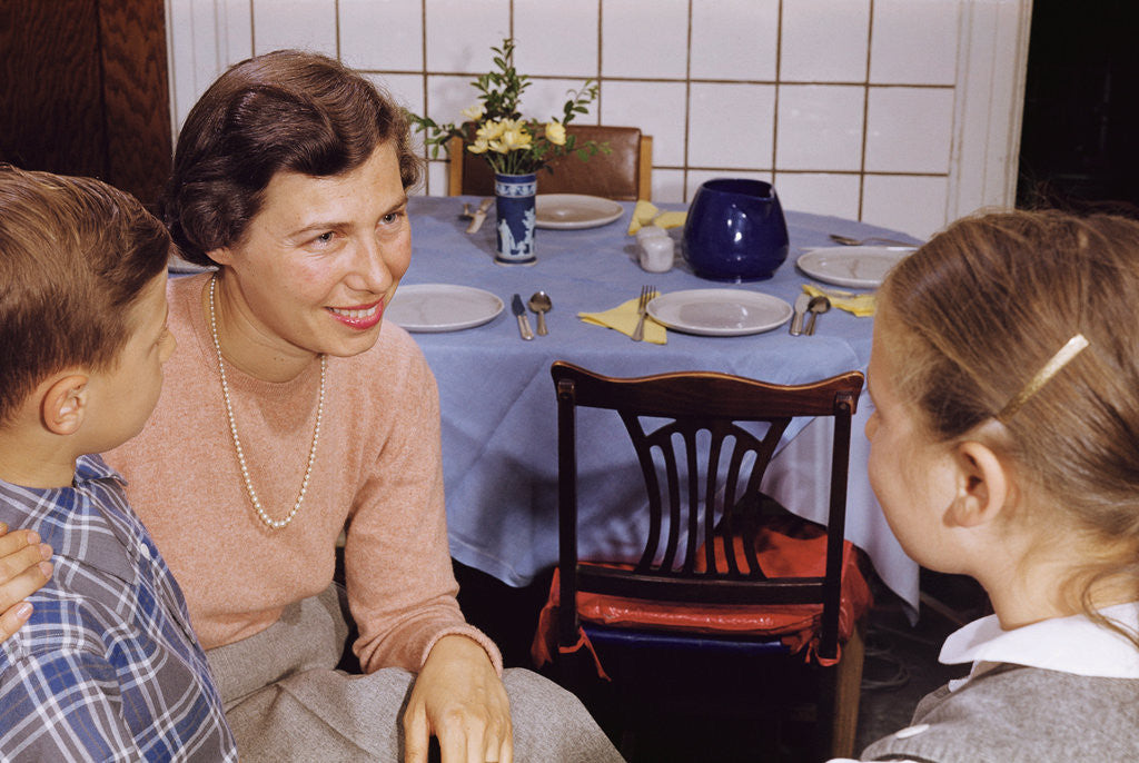Detail of Mother Talking with Children Before Dinner by Anonymous