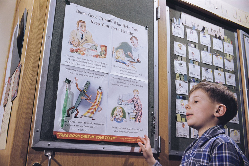 Detail of Boy Standing by Dental Poster by Anonymous
