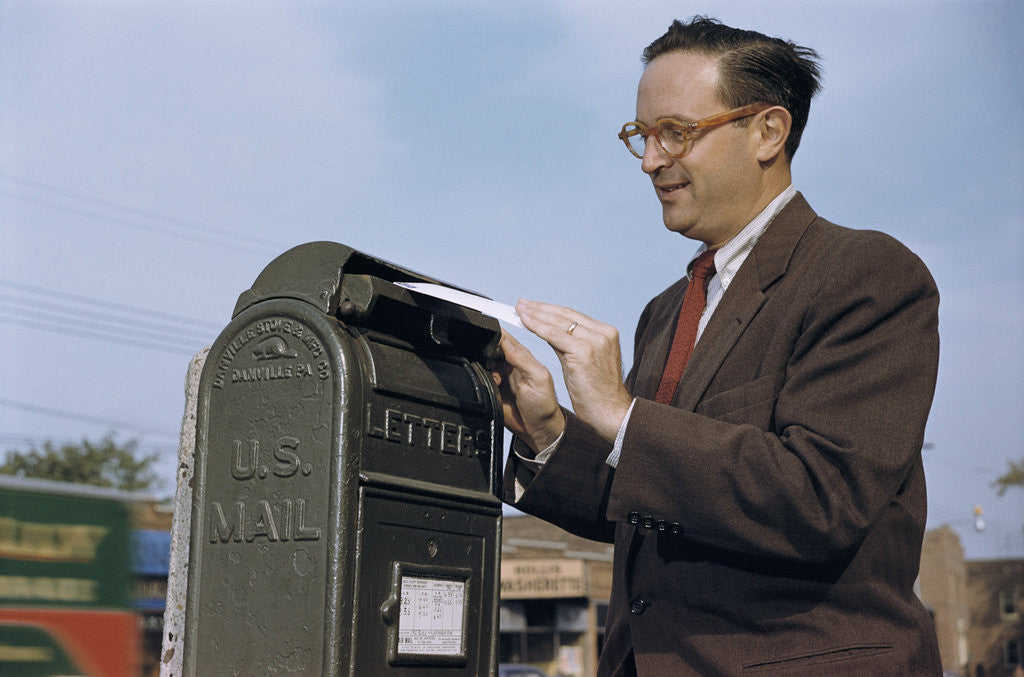 Detail of Man Mailing a Letter by Anonymous
