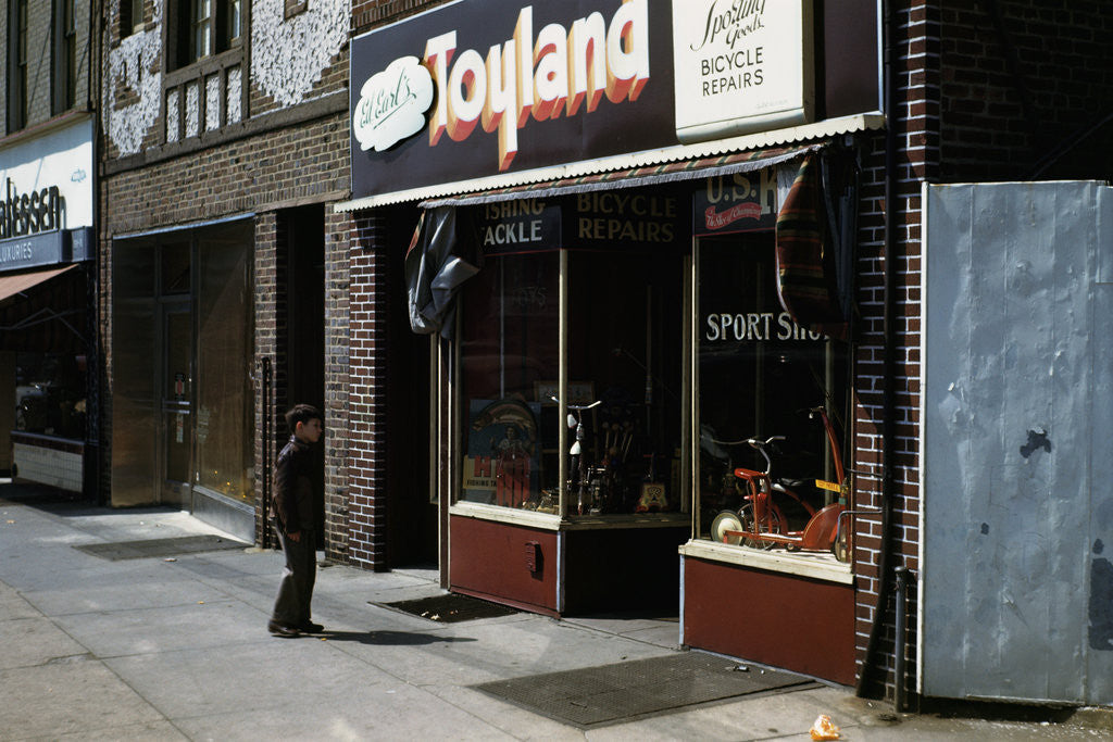 Detail of Boy Standing Outside Toyland by Anonymous