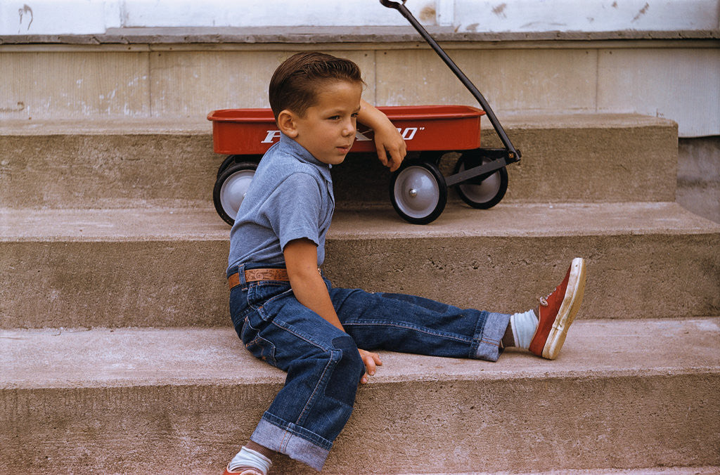 Detail of A Boy and His Wagon by Anonymous