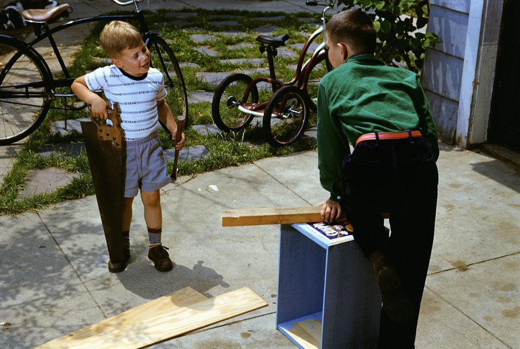 Detail of Brothers Working on a Project by Anonymous