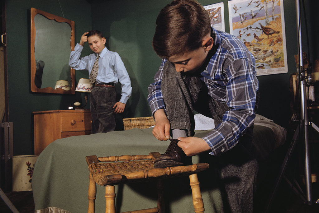 Detail of Brothers Getting Dressed by Anonymous