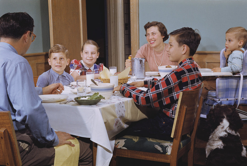Detail of Family Eating at the Dinner Table by Anonymous
