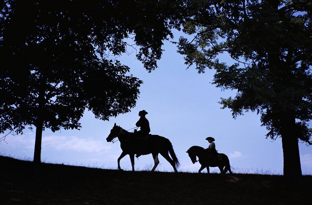 Detail of Father and Son Riding Horses by Anonymous